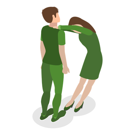 Woman and man standing together  Illustration
