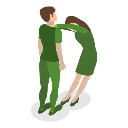 Woman and man standing together  Illustration