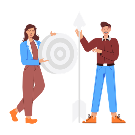 Woman and Man Talking about Target  Illustration