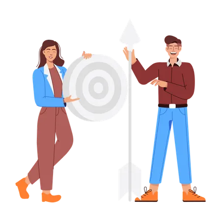 Woman and Man Talking about Target  Illustration