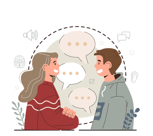 Woman and man talking  Illustration