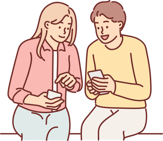 Woman and man talking with phone  Illustration