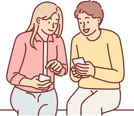 Woman and man talking with phone  Illustration