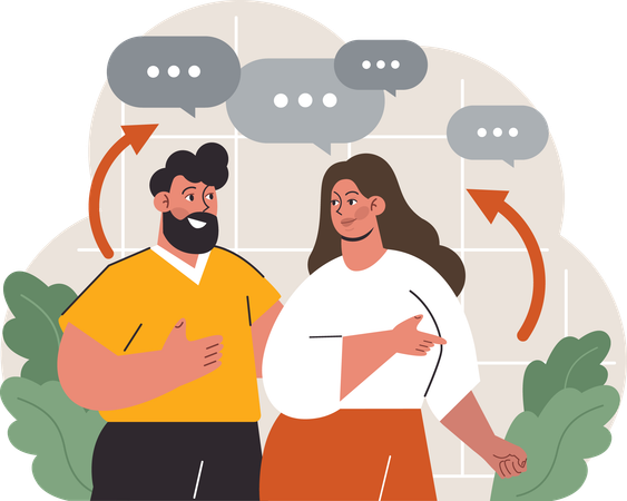 Woman and man with communication skill  Illustration