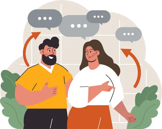 Woman and man with communication skill  Illustration