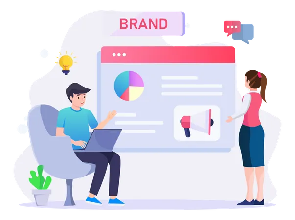 Build Branding Or Brand Awareness Marketing Or Advertising For Company Reputation Illustration Vector Concept Illustration
