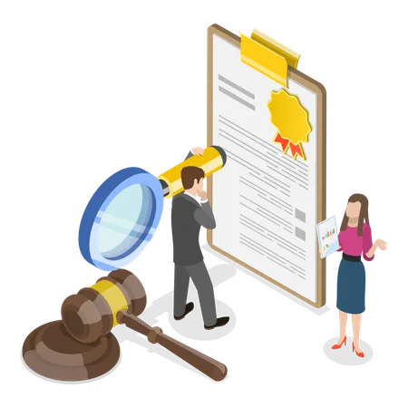 Woman and man working on Law And Justice  Illustration