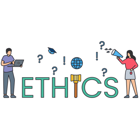 Woman and man working with business ethics  Illustration