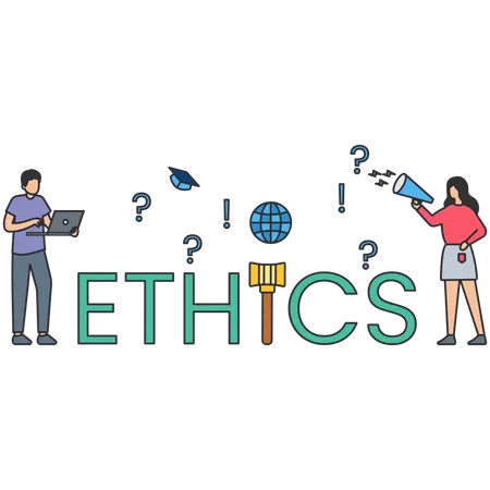 Woman and man working with business ethics  Illustration