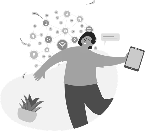 Woman and Networking Platforms  Illustration