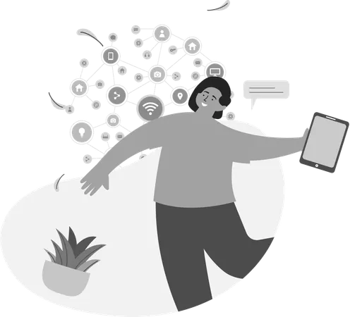 Woman and Networking Platforms  Illustration