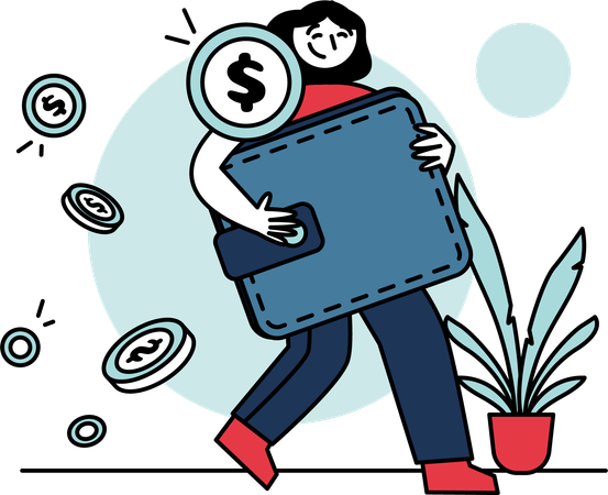 Woman and Wallet  Illustration