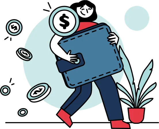 Woman and Wallet  Illustration