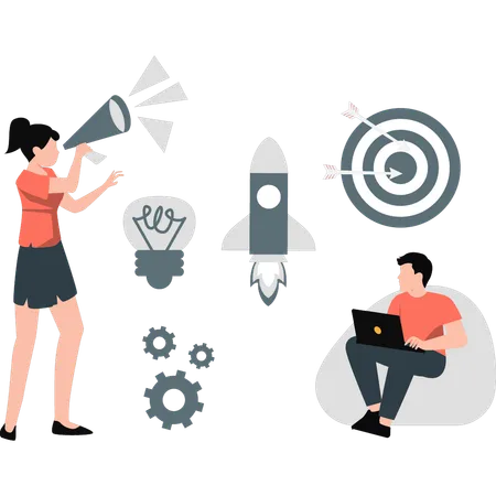 Woman announcing business marketing  Illustration