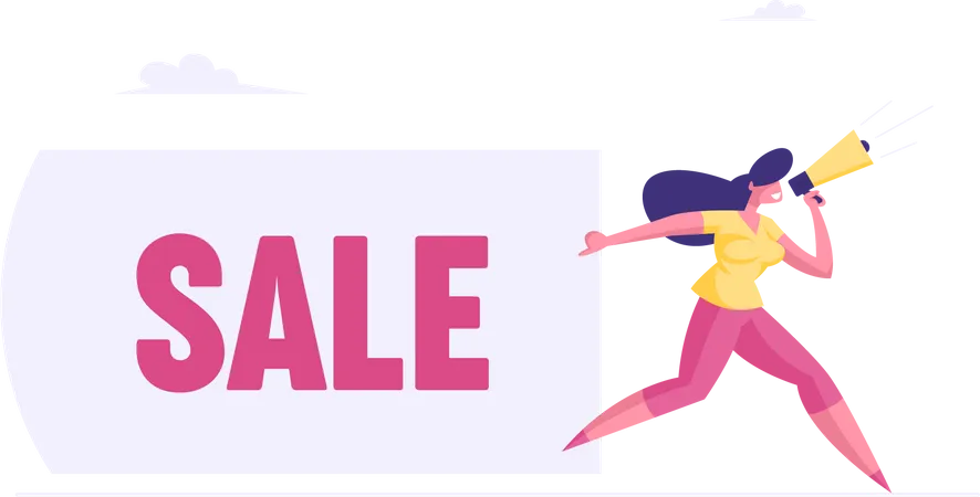 Woman announcing sale  Illustration