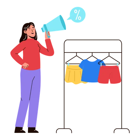 Woman announcing sale  Illustration