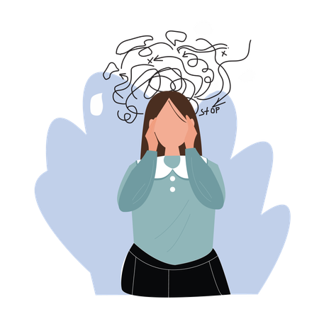 Woman anxiety attack crisis  Illustration