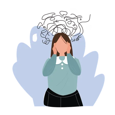 Woman anxiety attack crisis  Illustration