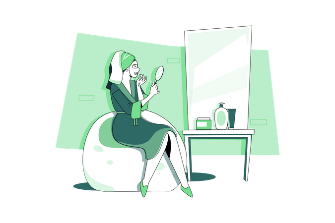 Woman applies a white moisturizing mask  Illustration