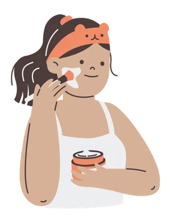 Woman applies face mask cream  Illustration