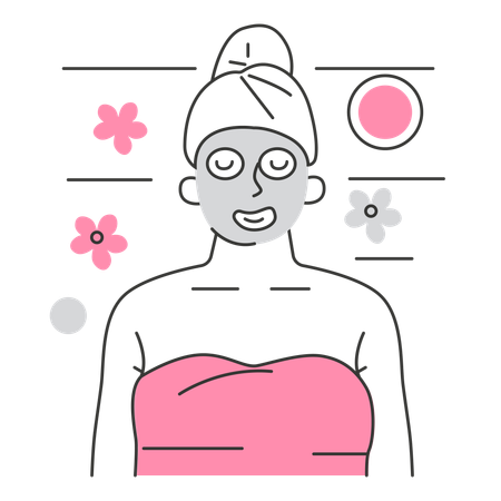 Woman applies facial cream on face  Illustration