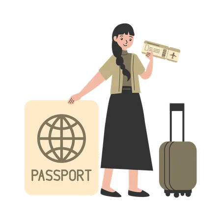 Woman applies for international Visa  Illustration