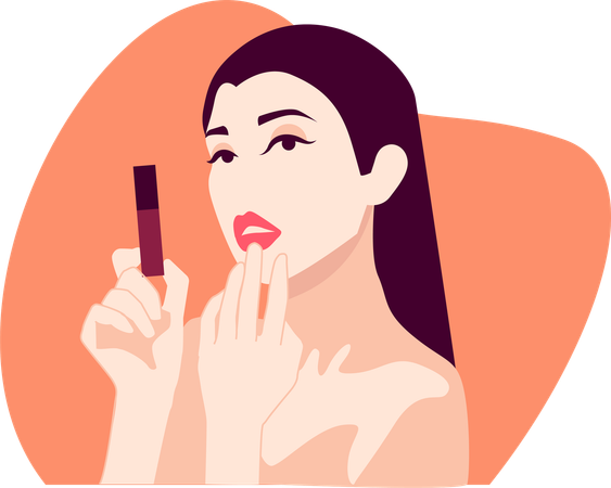 Woman applies sunscreen lotion on face  Illustration