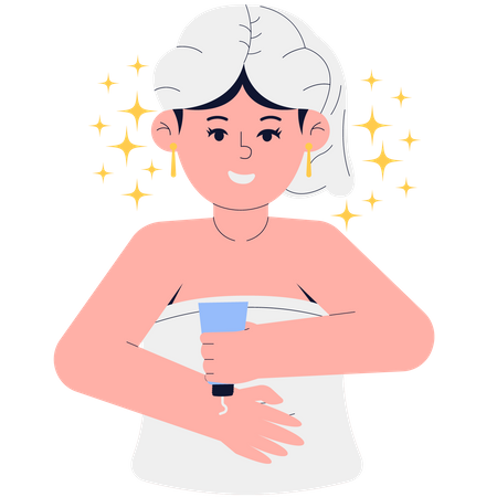 Woman apply body lotion  Illustration