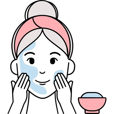 Woman Apply Clay Mask  Illustration
