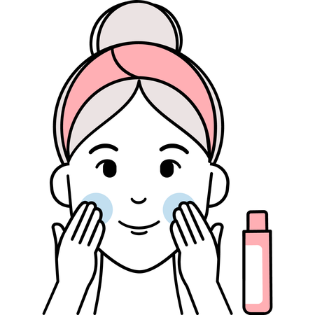 Woman Apply Exfoliating Toner  Illustration