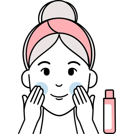 Woman Apply Exfoliating Toner  Illustration