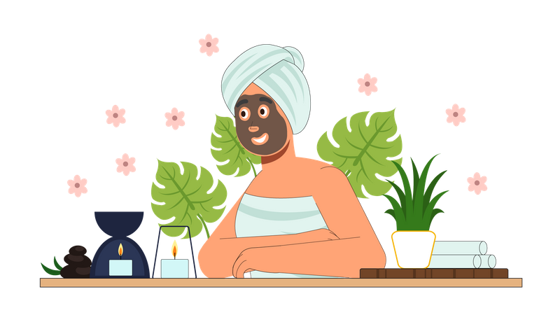 Woman apply face mask  Illustration