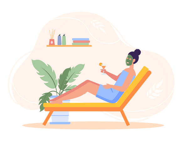 Woman apply facemask at home  Illustration