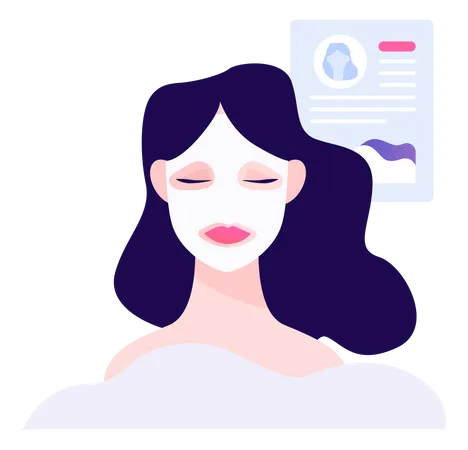 Face Mask Woman With Moisturizing Facial Mask Woman Care About Face Beauty And Apply Mask Skin Care And Acne Treatment Isolated Vector Illustration In Cartoon Style Illustration