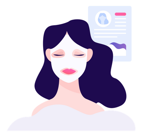 Woman apply facial cosmetics  Illustration