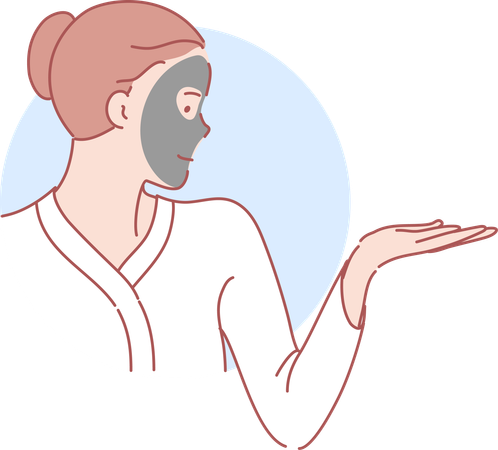 Woman apply facial treatment with mask  Illustration