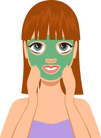 Woman apply herbal facial mask  Illustration