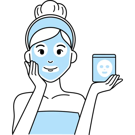 Woman Apply Sheet Mask  Illustration