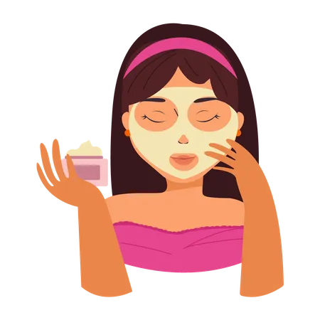 Woman applying Clay face mask  Illustration