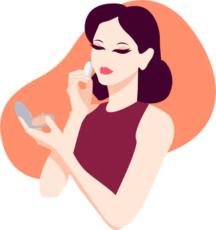 Woman applying compact powder  Illustration