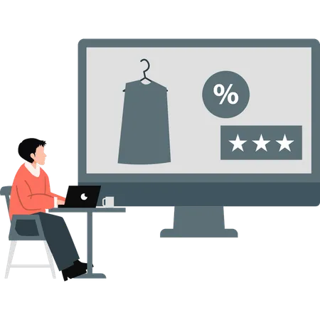 Woman applying discount online  Illustration