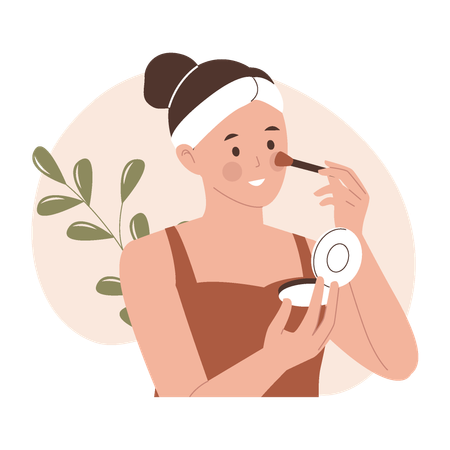 Woman Applying face Blush  Illustration