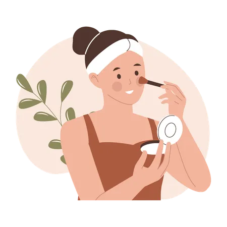 Woman Applying face Blush  Illustration