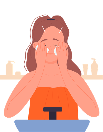 Woman applying face cream  Illustration