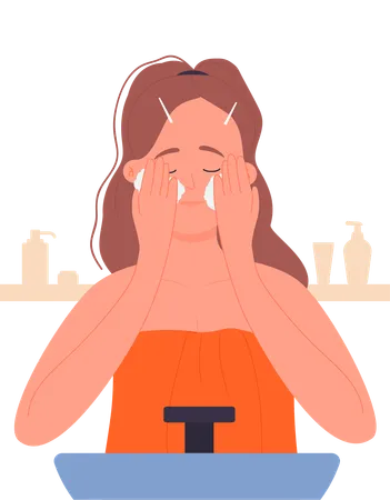 Woman applying face cream  Illustration