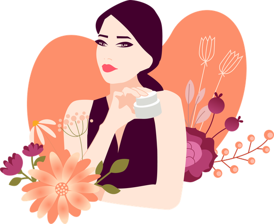 Woman applying face cream  Illustration