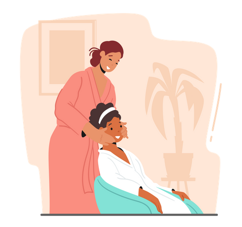 Woman Applying Face Mask  Illustration