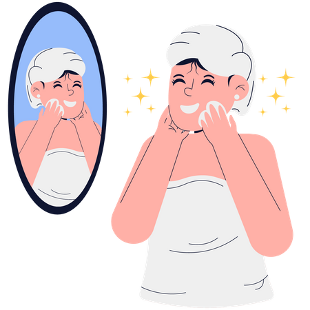 Woman applying facial cream  Illustration