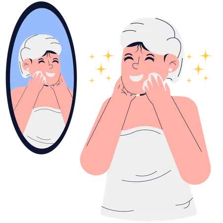 Woman applying facial cream  Illustration