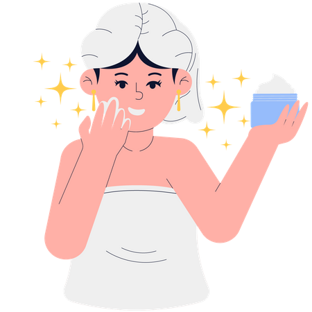 Woman applying facial cream  Illustration